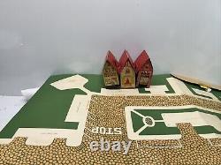 Vintage Tiny Town Cardboard 12 Building Set With Street Rare