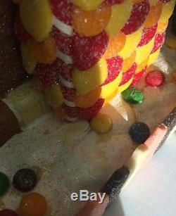 Vintage Traditions Lighted Gingerbread House With Santa Christmas Decorations