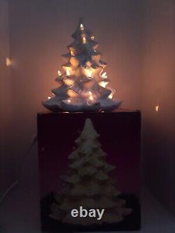 Vintage Trim A Home White Gold Glitter Illuminated Porcelain Christmas Tree 13