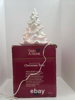 Vintage Trim A Home White Gold Glitter Illuminated Porcelain Christmas Tree 13