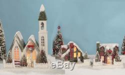 Vintage-style Putz Houses + Church Christmas Village Bethany Lowe New Light Up