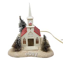 Vtg 50s Noma Lites Musical Light Up Christmas Church Works Plays Silent Night