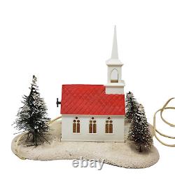 Vtg 50s Noma Lites Musical Light Up Christmas Church Works Plays Silent Night