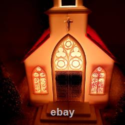 Vtg 50s Noma Lites Musical Light Up Christmas Church Works Plays Silent Night