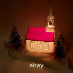 Vtg 50s Noma Lites Musical Light Up Christmas Church Works Plays Silent Night
