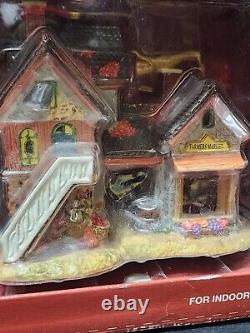 Vtg Autumn Harvest Village House Porcelain 10 Piece Set Hand Painted Halloween