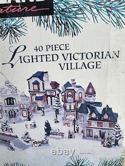 Vtg Kirkland Christmas Set 40 Piece Handpainted Porcelain Light Village Complete