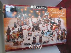 Vtg Kirkland Xmas Set 37 Pcs Porcelain Lighted Santa's Village59979Sell As Is