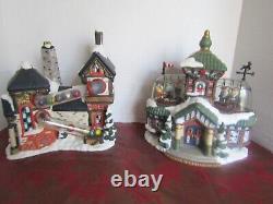 Vtg Kirkland Xmas Set 37 Pcs Porcelain Lighted Santa's Village59979Sell As Is