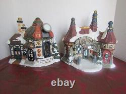 Vtg Kirkland Xmas Set 37 Pcs Porcelain Lighted Santa's Village59979Sell As Is