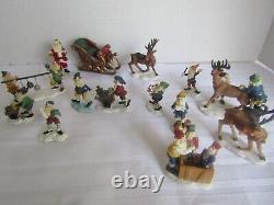 Vtg Kirkland Xmas Set 37 Pcs Porcelain Lighted Santa's Village59979Sell As Is