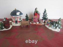 Vtg Kirkland Xmas Set 37 Pcs Porcelain Lighted Santa's Village59979Sell As Is