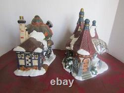 Vtg Kirkland Xmas Set 37 Pcs Porcelain Lighted Santa's Village59979Sell As Is