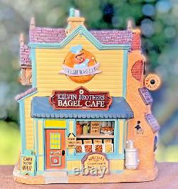 Vtg Lemax Plymouth Corners KELVIN BROTHERS BAGEL CAFE Lighted Building 2008 Rare
