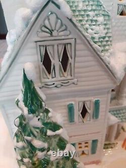 Vtg Original Walter Brockmann Ceramic Christmas Victorian House Village Lighted