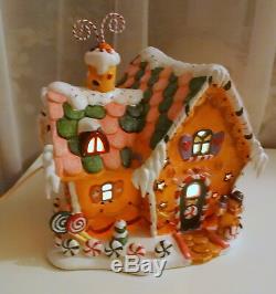 Vtg Rare Light Up Holiday Valley Gingerbread Cookie Christmas Tree House Vilage
