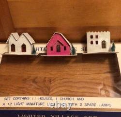 Vtg Sears 12 Piece Lighted Village Set Putz House Church Christmas Japan Mint Vtg Sears 12 Piece Lighted Village Set Putz House Church Christmas Japan Mint
