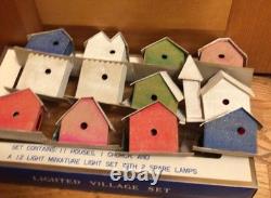 Vtg Sears 12 Piece Lighted Village Set Putz House Church Christmas Japan Mint