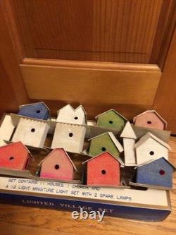 Vtg Sears 12 Piece Lighted Village Set Putz House Church Christmas Japan Mint