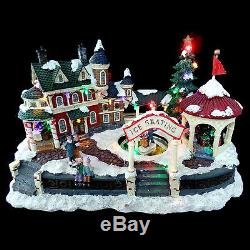 WINTER SKATING RINK & VILLAGE HOUSES with LED LIGHTING / ORIGINAL BOX / AS-IS