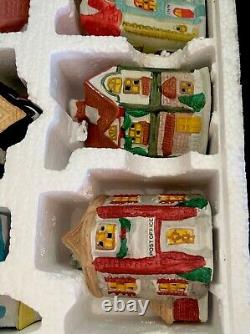 Winter Village Collectibles 10 Pc Porcelain Lighted Christmas Village Set