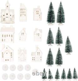 Winter Village Tabletop Christmas Figurine Set LED Tea Light 31 Piece Porcelain