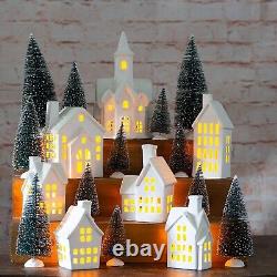 Winter Village Tabletop Christmas Figurine Set LED Tea Light 31 Piece Porcelain