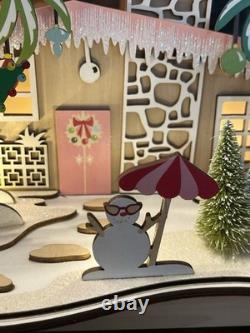 World Market 2022 Lighted MCM Wood Cut Christmas House Happy Holidays Motel