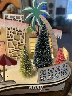 World Market 2022 Lighted MCM Wood Cut Christmas House Happy Holidays Motel