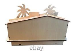 World Market 2022 Lighted MCM Wood Cut Christmas House Happy Holidays Motel