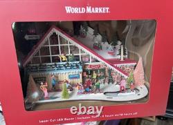 World Market Laser Cut LED Wood Holiday Village Decor MCM Ski Chalet (NIB)