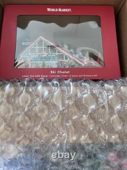 World Market Laser Cut LED Wood Holiday Village Decor MCM Ski Chalet (NIB)