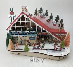 World Market Laser Cut LED Wood Holiday Village Decor MCM Ski Chalet (NIB)