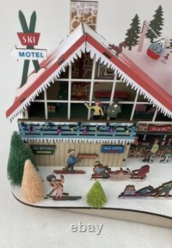 World Market Laser Cut LED Wood Holiday Village Decor MCM Ski Chalet (NIB)