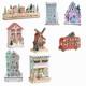 World Market Laser Cut Wood LED Christmas Village Set Of 8